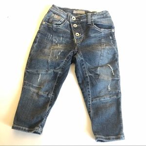Guess Kids Distressed Blue Denim Jeans - Button Front